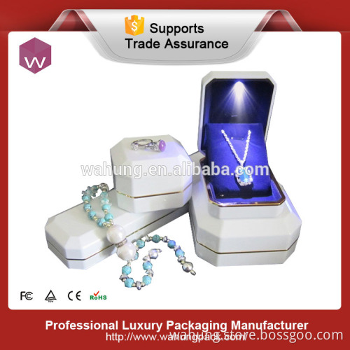 High-end white jewelry set light box with LED,High Quality Plastic Jewelry Box